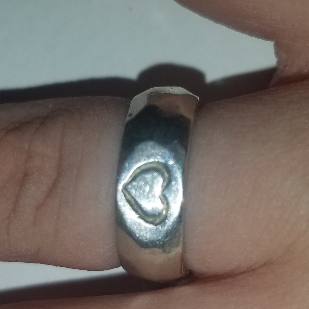 Sterling silver ring stamped with a heart .925